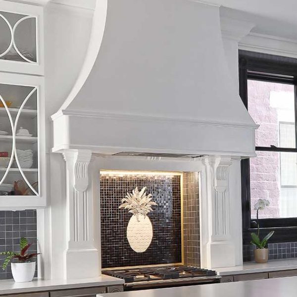 Pineapple tile mosaic behind the range in a Victorian kitchen renovation